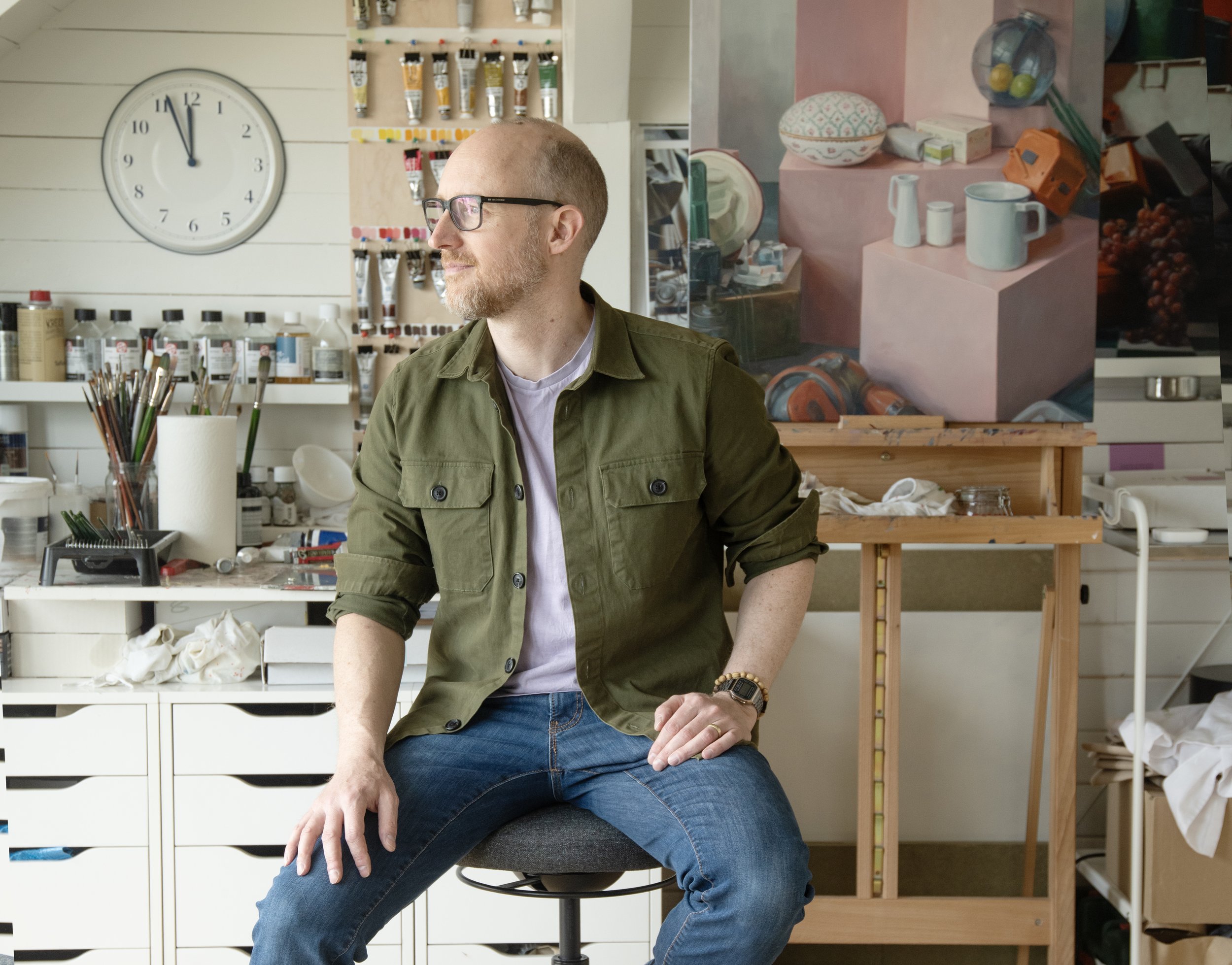 Aron Lorincz in his studio