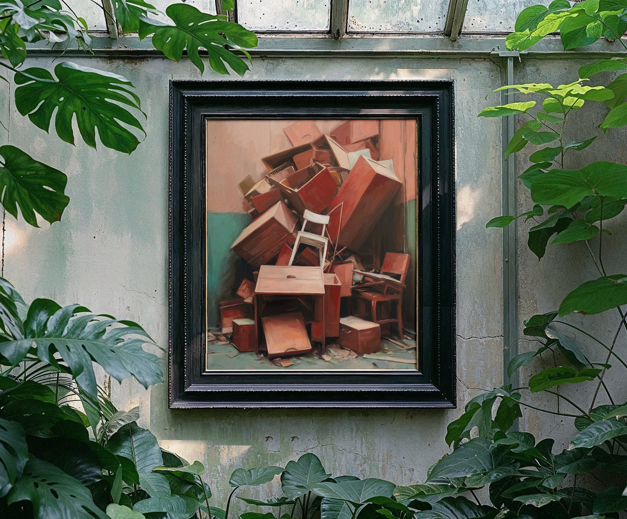 Aron Lorincz — Status Intermedius oil painting shown in situ