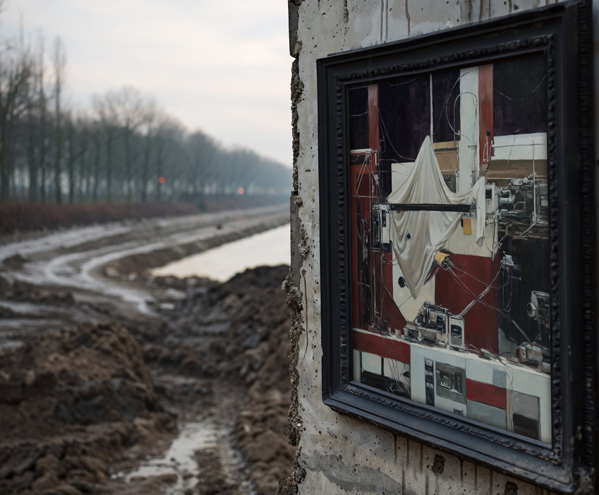 Aron Lorincz — Structura Ex Machina oil painting shown in situ