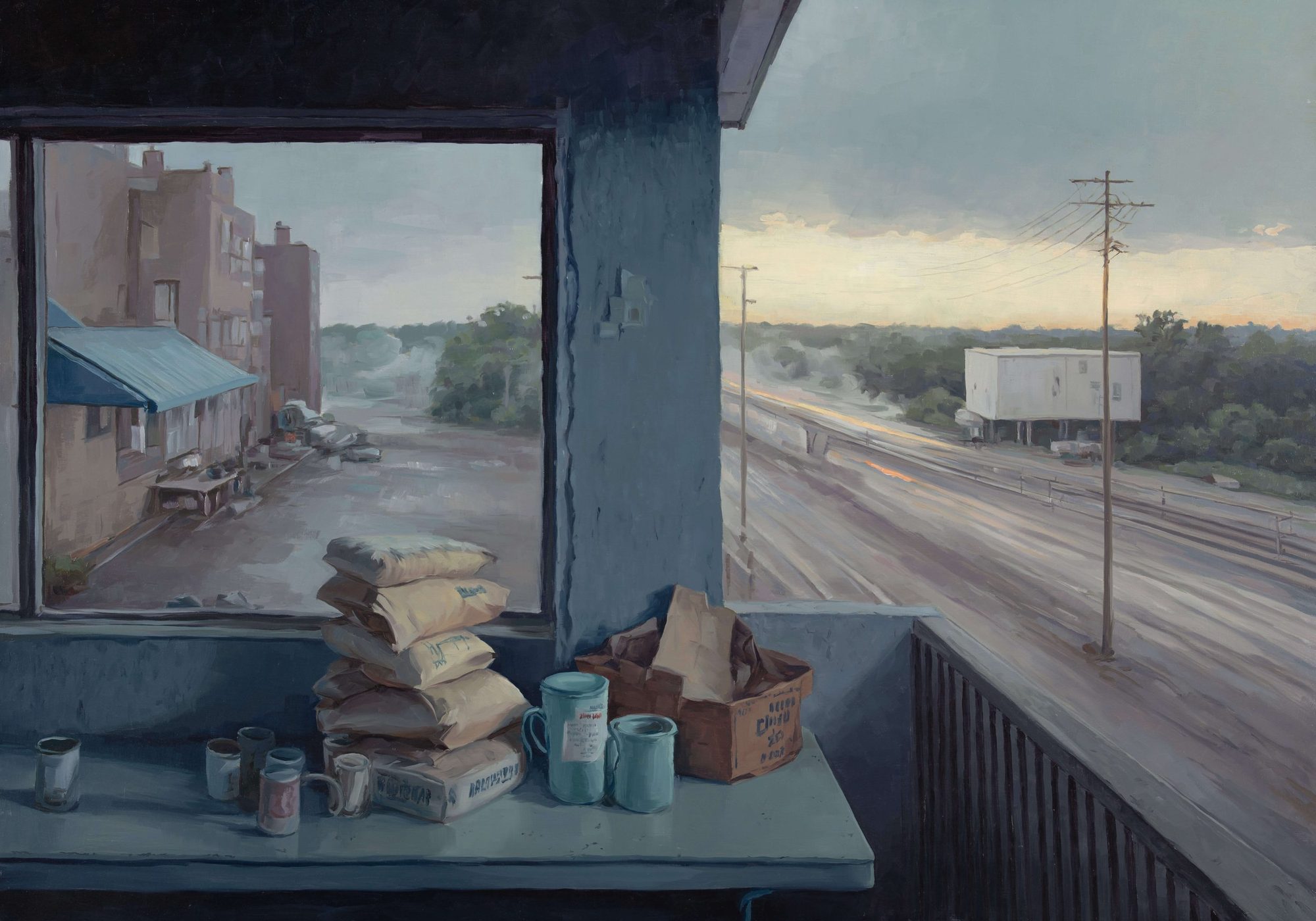 Aron Lorincz — Vestigia Vitae oil painting shown in situ