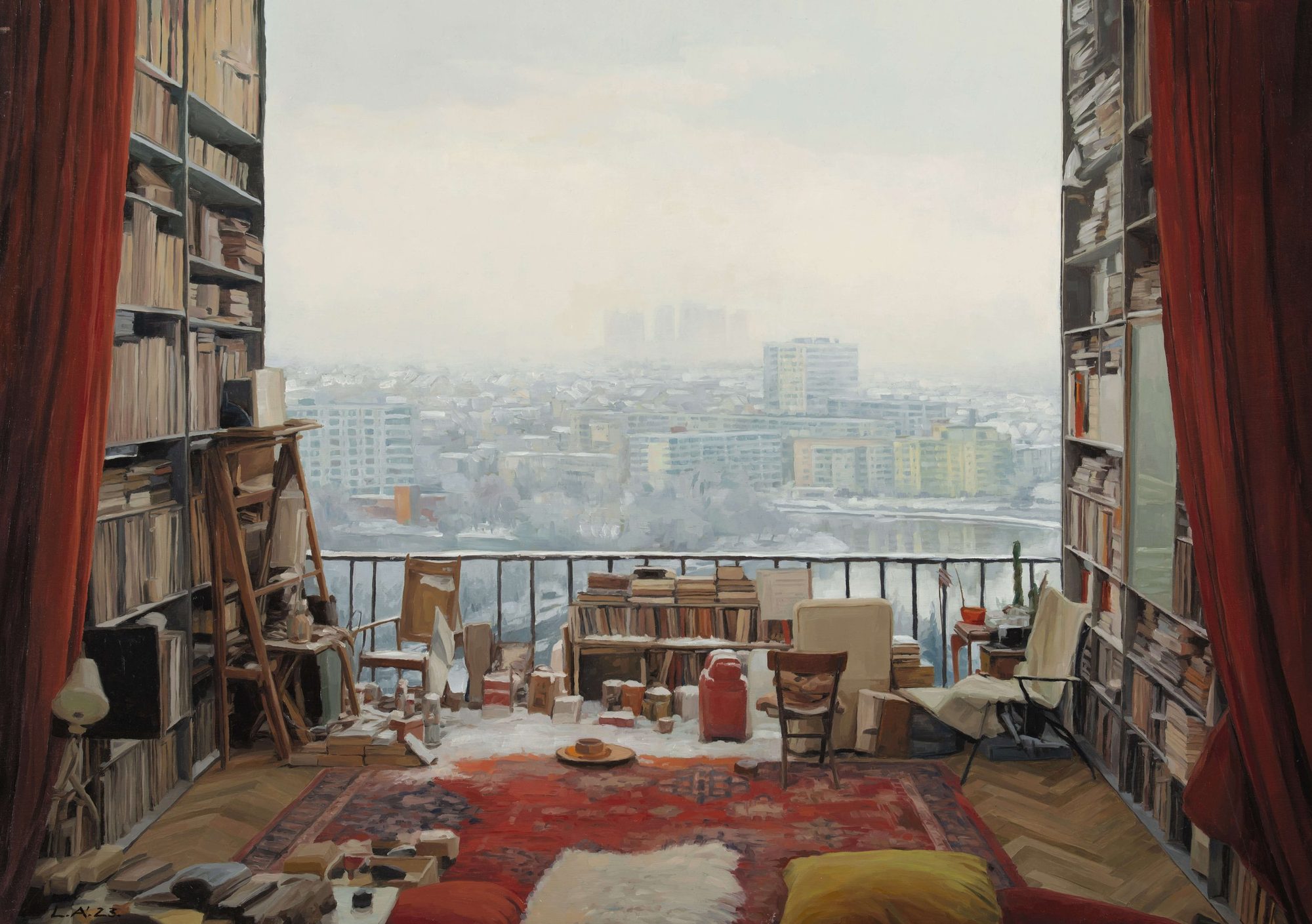 Aron Lorincz — Vestigia Vitae oil painting shown in situ