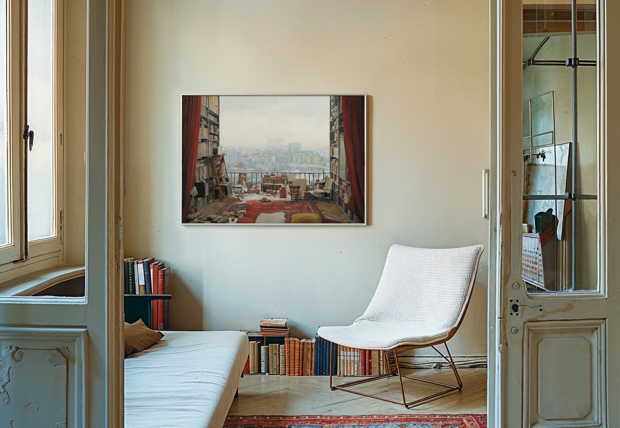 Aron Lorincz — Vestigia Vitae oil painting shown in situ