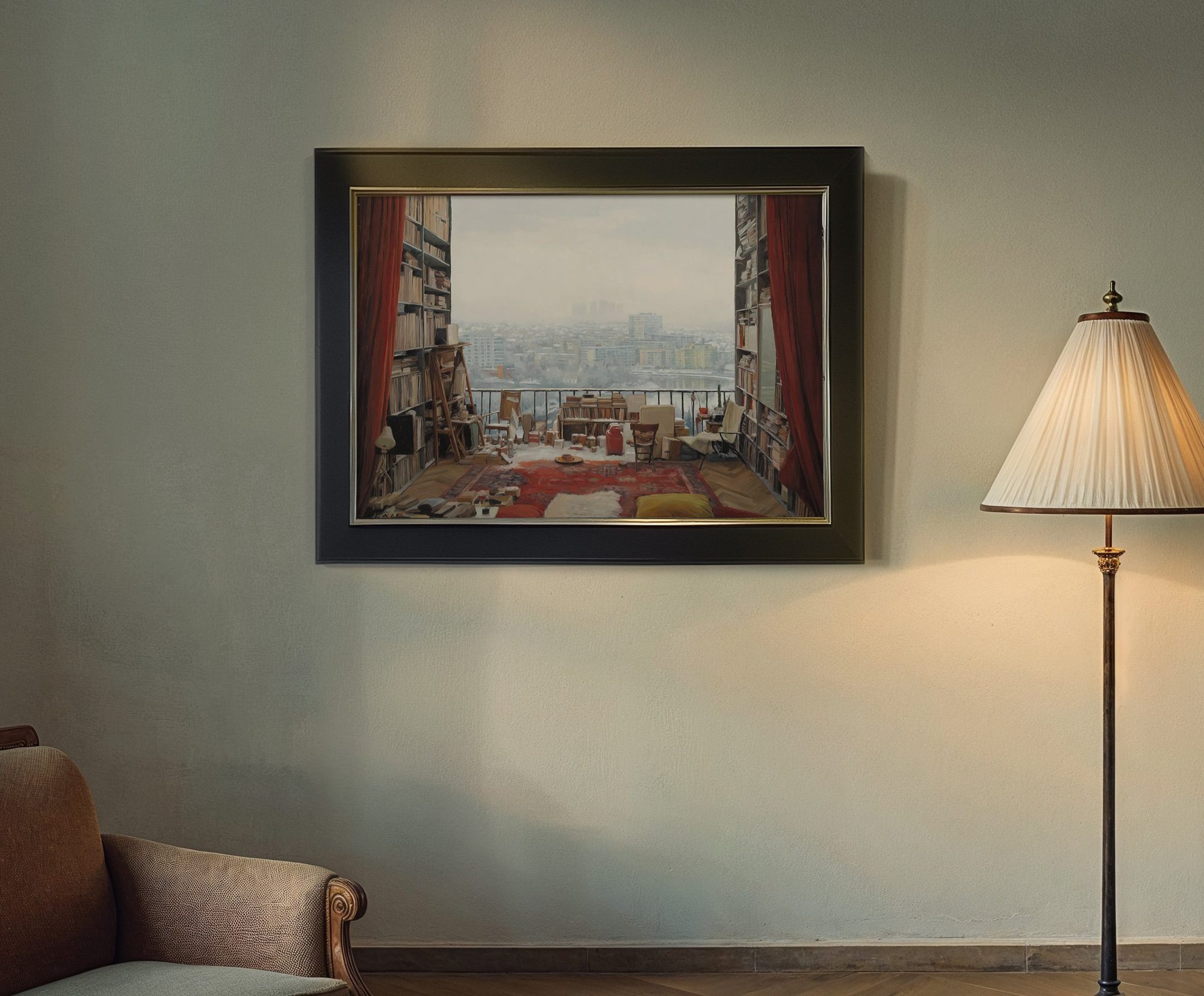 Aron Lorincz — Vestigia Vitae oil painting shown in situ