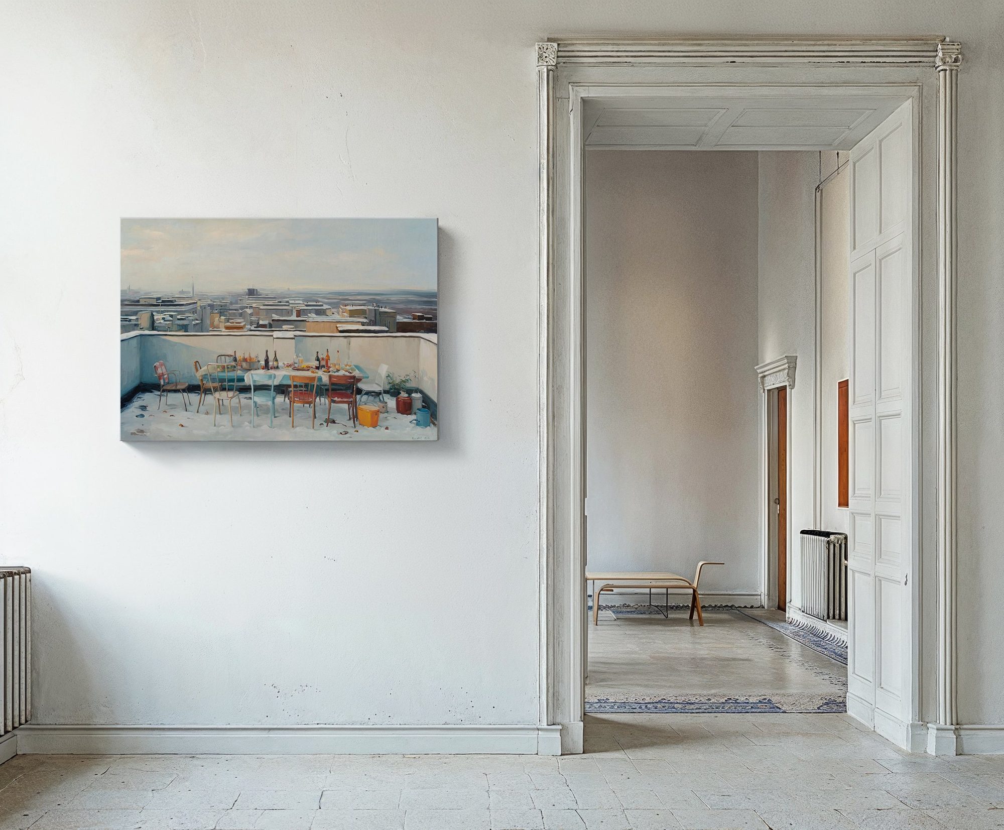 Aron Lorincz — Vestigia Vitae oil painting shown in situ